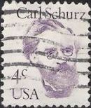 Purple 4-cent U.S. postage stamp picturing Carl Schurz