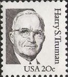 Black 20-cent U.S. postage stamp picturing Harry S. Truman
