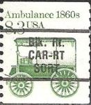 Green 8.3-cent U.S. postage stamp picturing ambulance