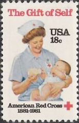 18-cent U.S. postage stamp picturing nurse and baby