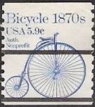 Blue 5.9-cent U.S. postage stamp picturing bicycle