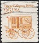 Brown 25-cent U.S. postage stamp picturing bread wagon