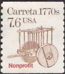 Brown & red 7.6-cent u.S. postage stamp picturing carreta