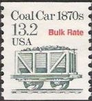 Gray green 13.2-cent U.S. postage stamp picturing coal car