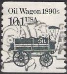 Black 10.1-cent U.S. postage stamp picturing oil wagon