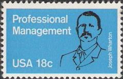 Blue & black 18-cent U.S. postage stamp picturing Joseph Wharton
