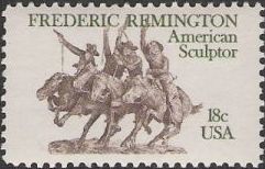 18-cent U.S. postage stamp picturing Frederic Remington's 'Coming Through the Rye' sculpture
