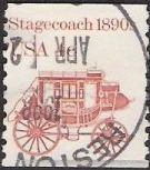 Red brown 4-cent U.S. postage stamp picturing stagecoach