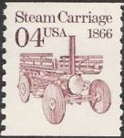 Red brown 4-cent U.S. postage stamp picturing steam carriage