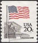 20-cent U.S. postage stamp picturing American Flag over Supreme Court