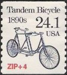Dark blue & red 24.1-cent U.S. postage stamp picturing tandem bicycle