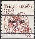 Brown 6-cent U.S. postage stamp picturing tricycle