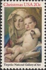 20-cent U.S. postage stamp picturing Tiepolo's Madonna and child painting