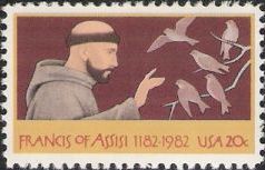 20-cent U.S. postage stamp picturing Francis of Assisi