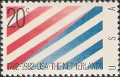 20-cent U.S. postage stamp picturing red, white, and blue stripes
