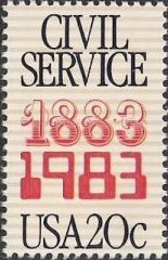 20-cent U.S. postage stamp bearing dates of 1883 and 1983
