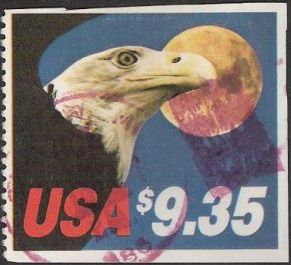 $9.35 U.S. postage stamp picturing eagle and moon