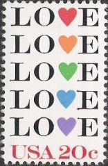 20-cent U.S. postage stamp picturing hearts