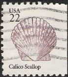 Pink 22-cent U.S. postage stamp picturing calico scallop