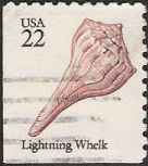 Pink 22-cent U.S. postage stamp picturing lightning whelk