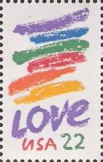 22-cent U.S. postage stamp picturing multicolored swathes of paint