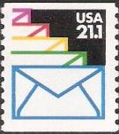 21.1-cent U.S. postage stamp picturing envelopes