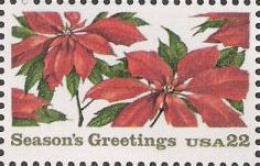22-cent U.S. postage stamp picturing poinsettias
