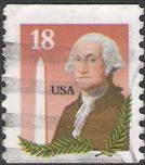 18-cent U.S. postage stamp picturing George Washington and Washington Monument