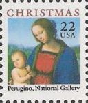 22-cent U.S. postage stamp picturing Perugino's Madonna and child painting