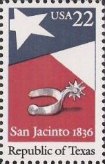 22-cent U.S. postage stamp picturing Texan flag and spur