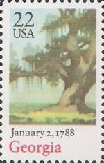 22-cent U.S. postage stamp picturing oak tree