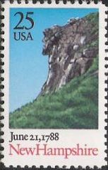 25-cent U.S. postage stamp picturing Old Man of the Mountain