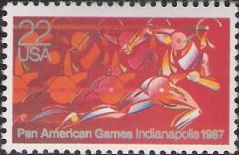 22-cent U.S. postage stamp picturing sprinter