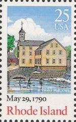 25-cent U.S. postage stam picturing building