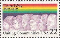 22-cent U.S. postage stamp picturing rainbow and people