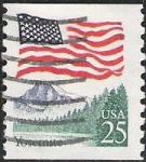 25-cent U.S. postage stamp picturing American Flag over Half Dome