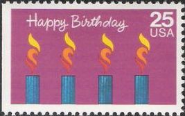 25-cent U.S. postage stamp picturing candles