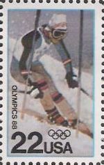 22-cent U.S. postage stamp picturing skier