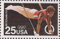 25-cent U.S. postage stamp picturing gymnast