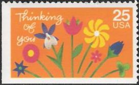 25-cent U.S. postage stamp picturing flowers