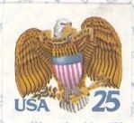 25-cent U.S. postage stamp picturing eagle and shield