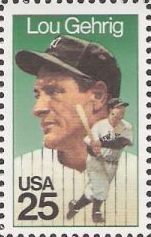 25-cent U.S. postage stamp picturing Lou Gehrig