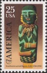 25-cent U.S. postage stamp picturing carved figure