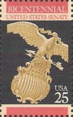 25-cent U.S. postage stamp picturing eagle and shield