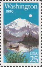 25-cent U.S. postage stamp picturing Mount Rainier