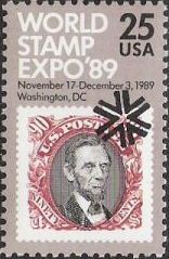 25-cent U.S. postage stamp picturing 90-cent U.S. postage stamp picturing Abraham Lincoln