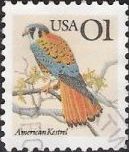 1-cent U.S. postage stamp picturing American kestrel