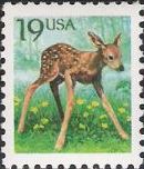 19-cent U.S. postage stamp picturing fawn