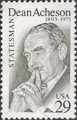 Dean Acheson Gray green 29-cent U.S. postage stamp picturing Dean Acheson