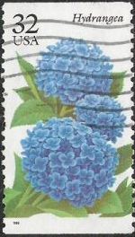 Hydrangea 32-cent U.S. postage stamp picturing hydrangea
